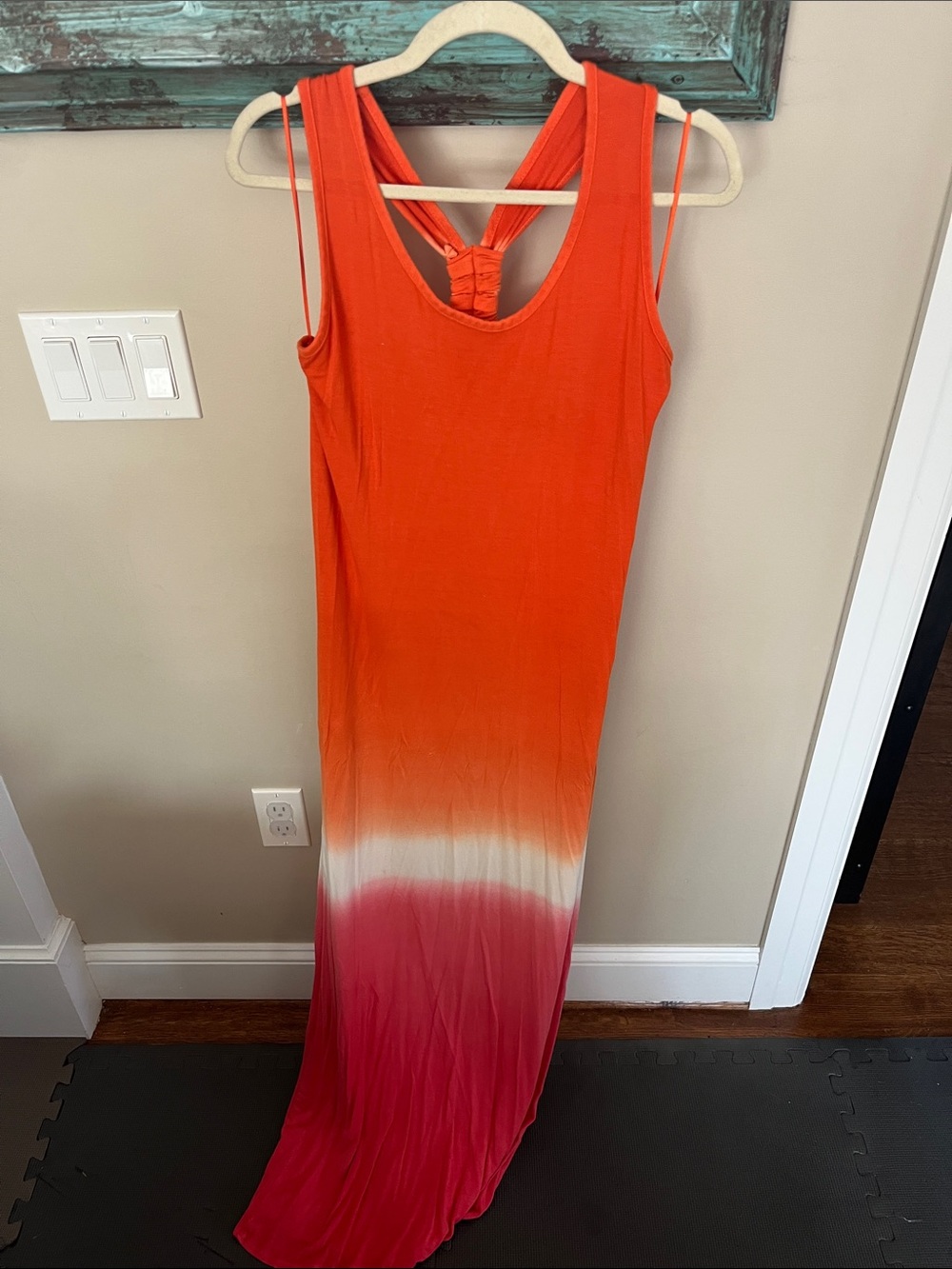 Tiered Ombre Maxi Dress - Orange to Pink
